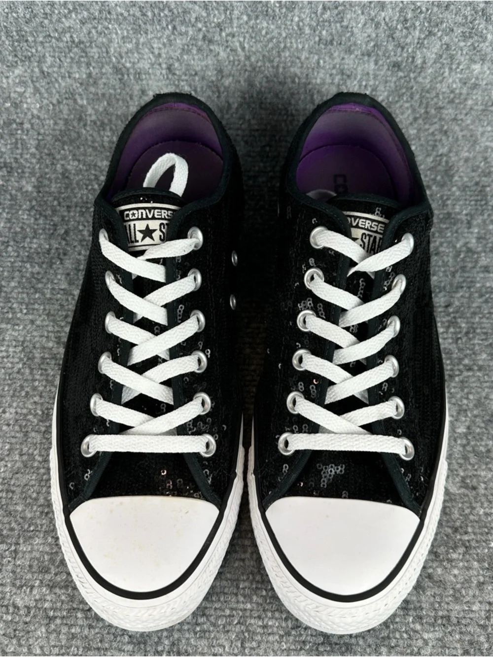 Converse Chuck Taylor All Star Sequin Ox Black Women’s 10 Sneakers Low Top Shoes - Picture 3 of 15
